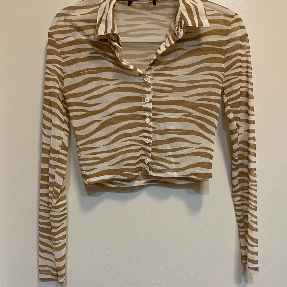 Mesh Animal Print Top